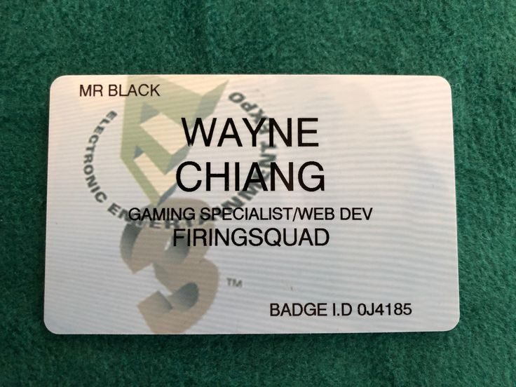 FiringSquad E3 media badge for Wayne Chiang, gaming specialist and web developer